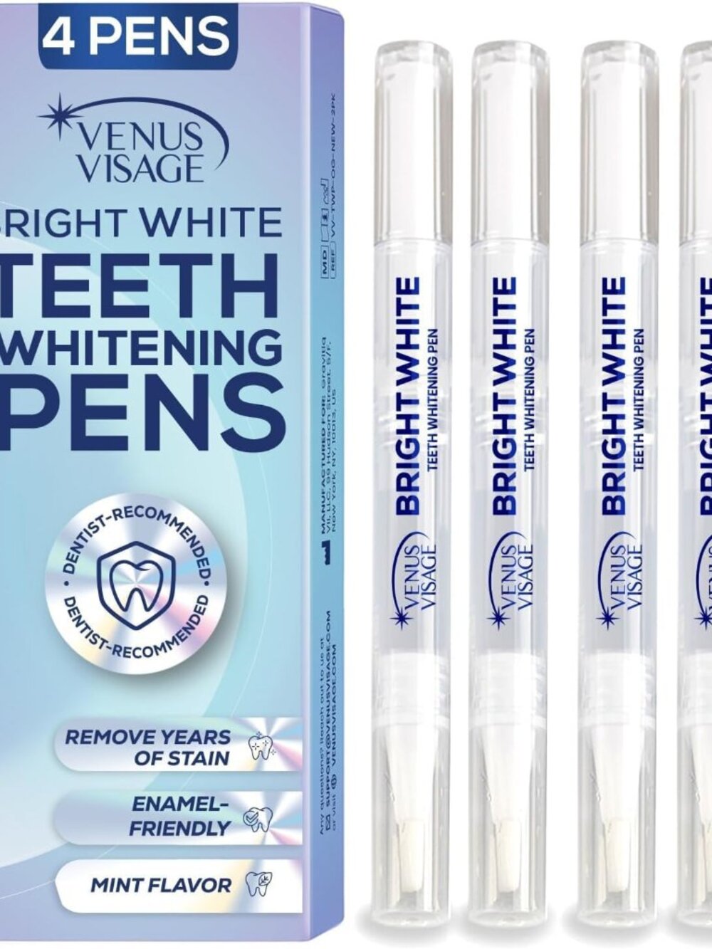 Pack of 4 Venus Visage Teeth Whitening Pen Professional Whitening Gel 30+ Uses